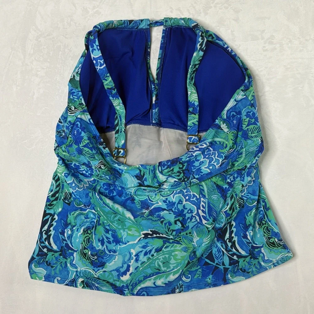 Lauren Ralph Lauren Tankini‎ Swimsuit Top Blue Paisley Pattern Women’s Size 18 W